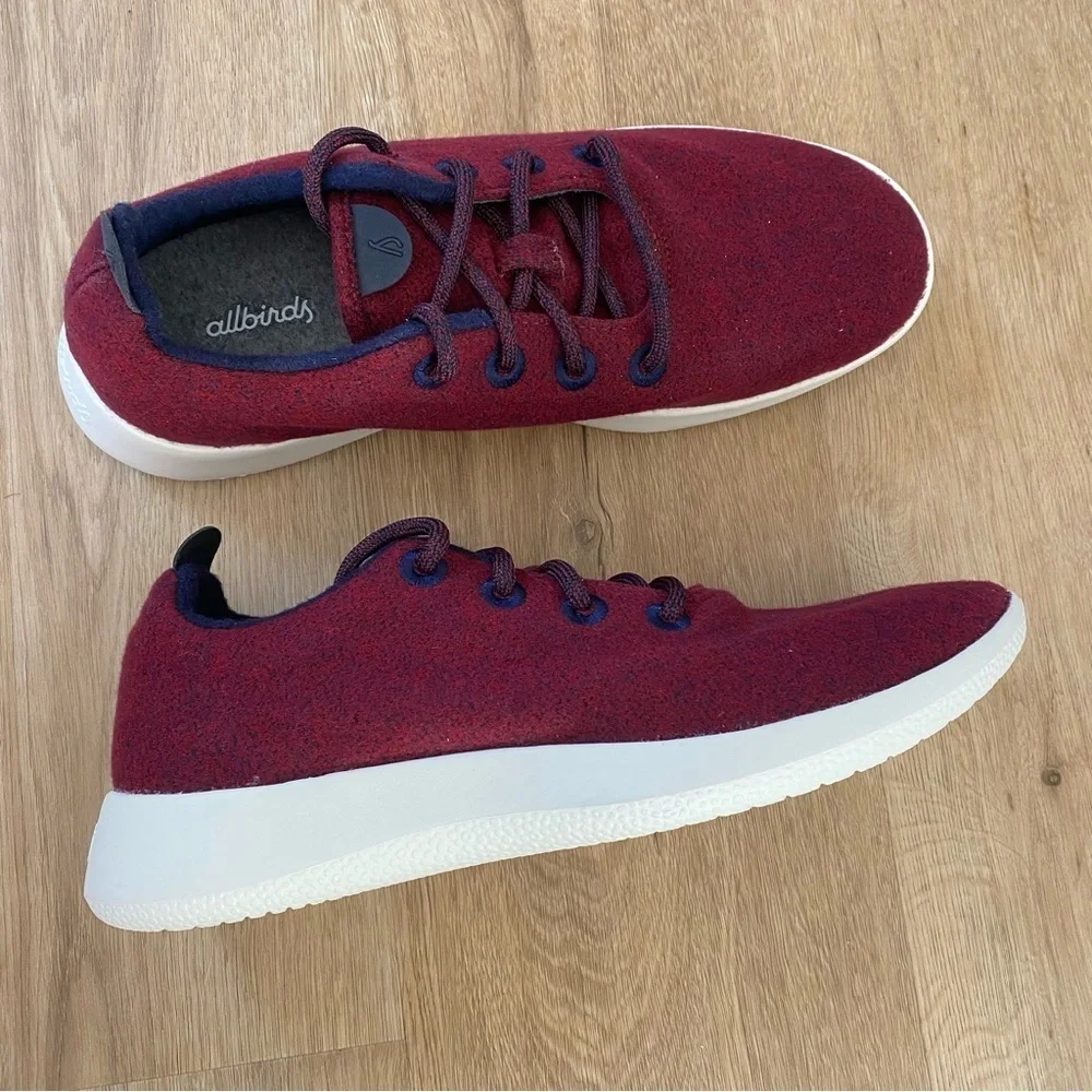 Allbirds Men's Wool Runner Shoes Red Maroon and Navy Blue